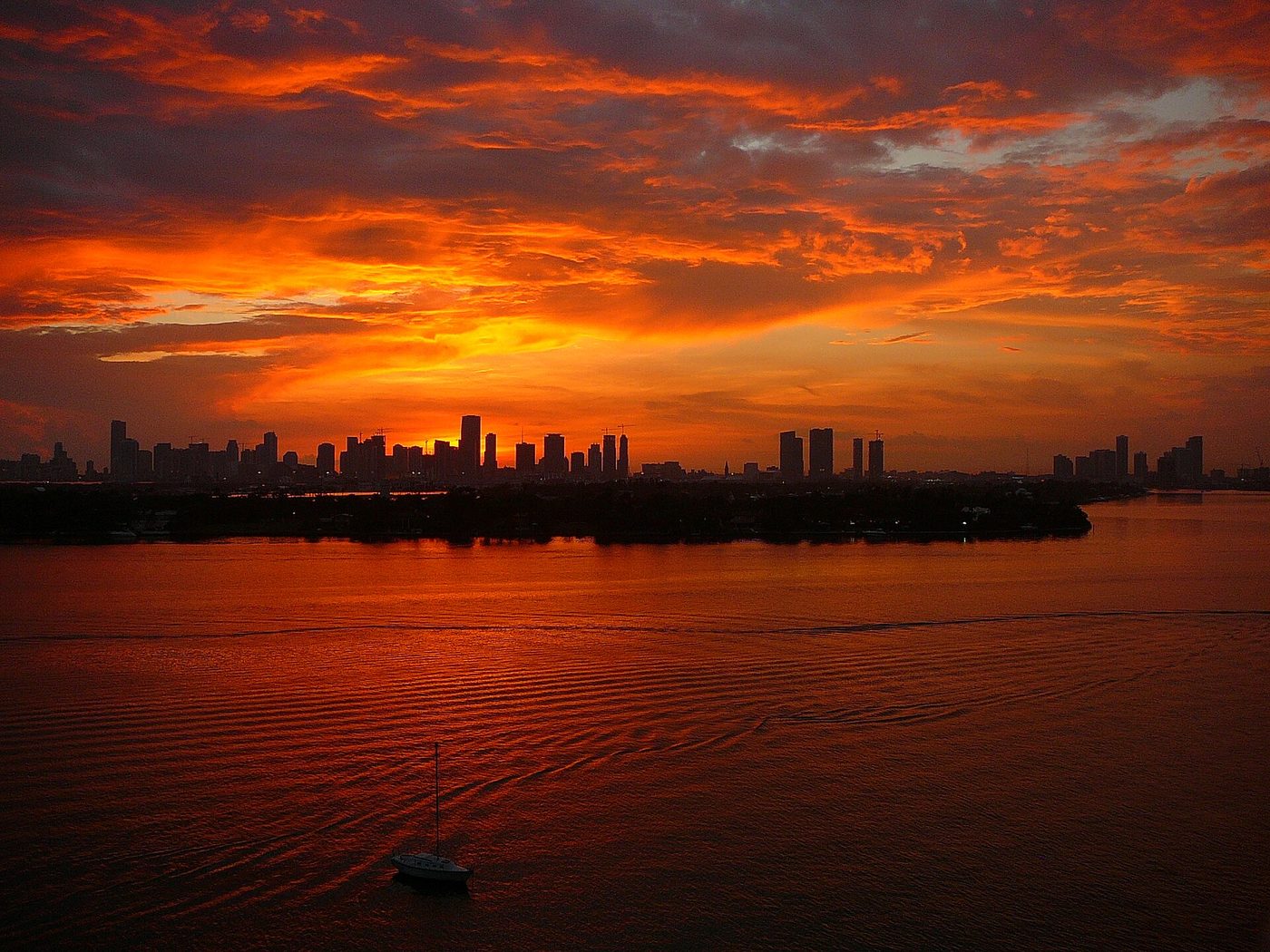 Horizonte de Miami al atardecer