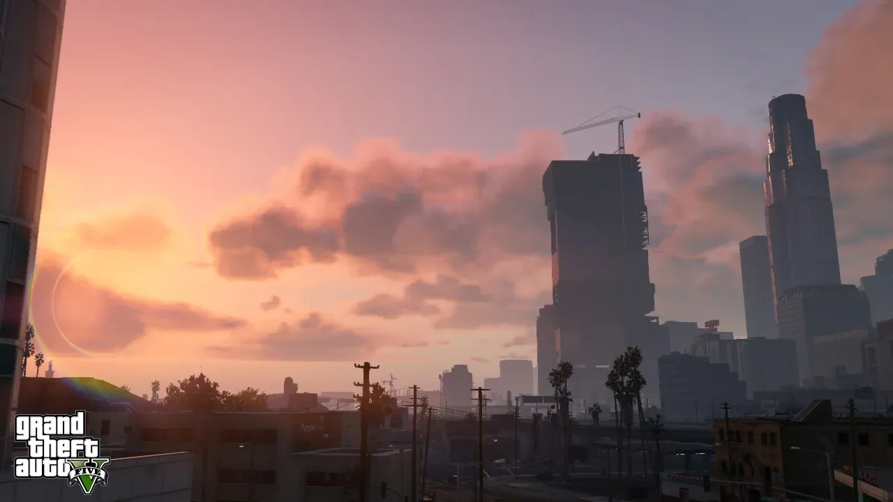 Los Santos al atardecer, la version del juego de Los Angeles