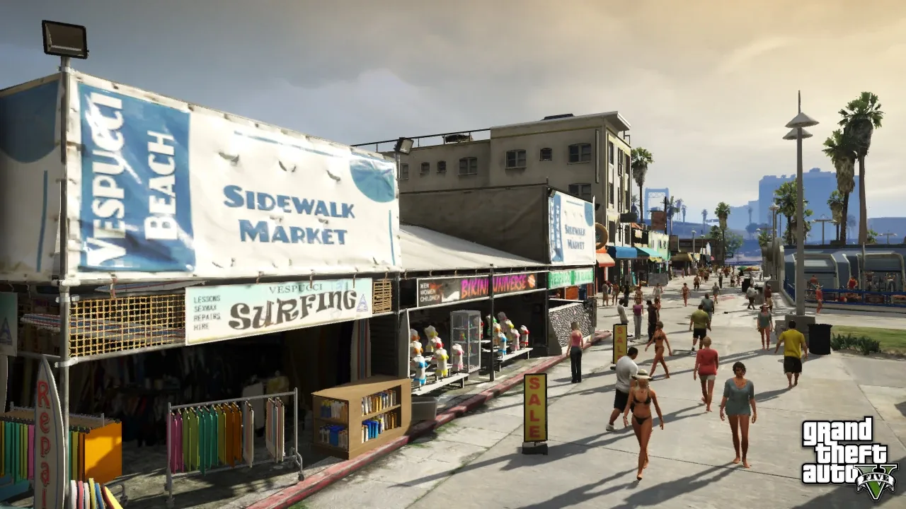 El paseo de Vespucci Beach, uno de los lugares mas reconocibles de Los Santos